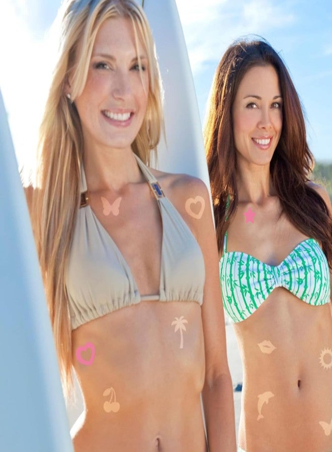 وولاين مجموعة ملصقات تسمير البشرة من والين، 240 قطعة، بتصميمات قلوب، ودلفين، وشمس، وشفاه كرزية، وأشجار، ونجوم، وفراشات، باللون الوردي الفاتح، ذاتية اللصق، مثالية للاستخدام في الصيف، وعلى الشاطئ، وفي الصالونات، والحفلات. - Image 5